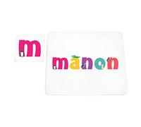 Little Helper Tovaglietta con Coaster stile illustrativo colorato con il nome di Giovane Ragazza Manon