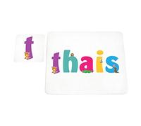 Little Helper Tovaglietta con Coaster stile illustrativo colorato con il nome di Giovane Ragazza Thais -