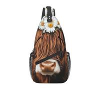 Little Highlandcow - Borsa a tracolla a tracolla, da viaggio, escursionismo, per donne e uomini, colore nero, taglia unica, Nero, One Size