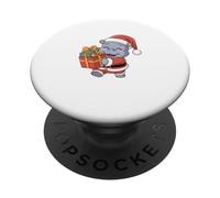 Little Hippo Santa Hat presenta Natale carino colorato bambini PopSockets PopGrip Adesivo