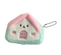 Little House, portamonete e auricolari, per riporre i soldi, in peluche, per cambiare le cuffie dei bambini, per ragazze e donne, giocattolo di peluche a forma di casetta, Bianco e verde.