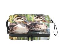 Little Indian Runner Ducks - Trousse per cosmetici a doppio strato, per donne e ragazze, trousse da viaggio per trucchi, pratica borsa organizer con scomparto per pennelli, Multi, 27x15x14