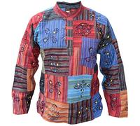 Little Kathmandu - Giacca patchwork hippie con stampa simboli, da uomo Non Stonewashed XX-Large
