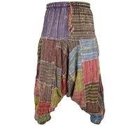 Little Kathmandu, pantaloni da uomo in cotone con gambe larghe stile Aladino, Genio della lampada, Ninja Thin Stitch Patch Harem L/XL