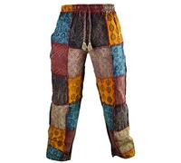 Little Kathmandu Pantaloni in cotone e canapa con stampa patchwork, stile casual e funky, taglio dritto multicolore XXL