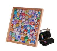 Little Kitties - Wooden Coloring Puzzle, DIY Wooden Cat Puzzle Frame For Home Decoration Craft Lover (With 12-color Pens)