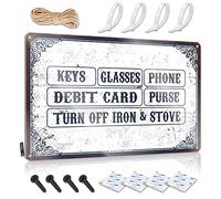 Little Man, cartello con chiavi, occhiali, telefono, carta di debito e borsa, per spegnere ferro e stufa, zona piscina, specchio da bar per uomo (30 x 40 cm)