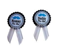 Little Man Mommy & Daddy to Be Pin Baffi Baby Shower Blu & Nero È un ragazzo, Baby Sprinkle Genere rivelare