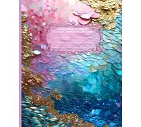 LITTLE MERMAID Radiant in Rainbow *COMPOSITION NOTEBOOK JOURNAL DIARY ART SKETCH BOOK Bejeweled Jewel Gem Seafoam Aqua Rose Pink Seashell Colors ... College Ivy League University