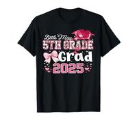 Little Miss 5th Grade Grad 2025 Maglietta Cute Bow Coquette Tee Maglietta