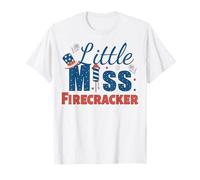 Little Miss Firecracker 4 luglio bandiera americana ragazze bambini Maglietta