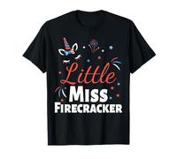 Little Miss Firecracker Unicorn 4 luglio bandiera americana Maglietta