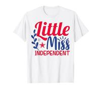 Little Miss Independent Cute 4 luglio patriottico Maglietta