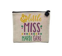 Little Miss Mardi Grasso Carnival New Orleans - Astuccio in tela effetto lino, 15 x 10 cm, lino, 15 x 10 cm, Astuccio per il trucco