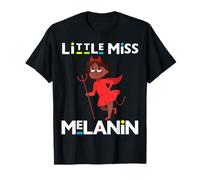 Little Miss Melanin Devil Bad Girl Halloween Sis Ragazze Nere Maglietta