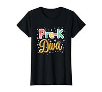 Little Miss Pre-K Diva | Principessa Prescolare Maglietta, Donna, Nero, XL