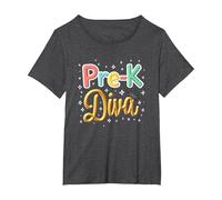 Little Miss Pre-K Diva | Principessa Prescolare Maglietta, Donna Plus-Size, Grigio Scuro, 6X