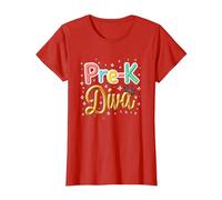Little Miss Pre-K Diva | Principessa Prescolare Maglietta, Donna, Rosso, XXL