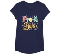 Little Miss Pre-K Diva | Principessa Prescolare Maglietta, Ragazze, Navy, M