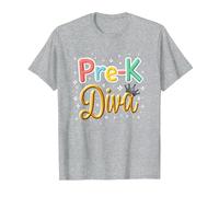 Little Miss Pre-K Diva | Principessa Prescolare Maglietta, Uomo, Grigio Melange, 3XL