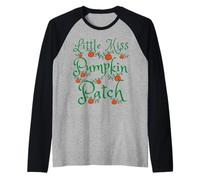 Little Miss Pumpkin Patch Stagione Halloween Harvest Girls Fun Maglia con Maniche Raglan