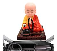 Little Monk Figurine - Buddha Monk Bobblehead di Buddha a energia solare per il cruscotto per auto, grazioso ornamento da scrivania per la testa per l'arredamento della meditazione Zen | Mini statua p