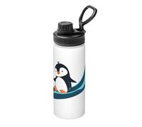 Little Penguin On The Slide - Borraccia termica da 510 ml, in acciaio inox, con coperchio, per adulti, ideale per l'uso quotidiano e attività all'aperto