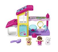 Little People - Little People Barbie Centro Benessere dei Cuccioli Playset con musica e suoni, 2 piani e 4 pezzi, giocattolo per bambini 18+ mesi, HJW76