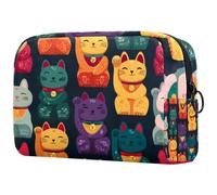 Little Pink Strawberry Ice Cream Background Cosmetic Makeup Bags - Piccola borsa da viaggio con cerniera, portatile, organizer per trucchi per donne e ragazze, Multicolore 02, 18.5x7.5x13cm
