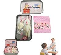 little pocket bunny in a tin,bunny easter plush and baby bunnies in pocket tin,Easter Basket Stuffer, DIY Pet Bunnys Adoption, Easters Baskets Decorative Boxes, Personalised Mini Plush House (pink)