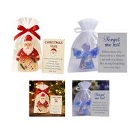 Little Pocket Christmas Hug with Card,Little Pocket Christmas Hug,Mini Santa Claus Ornaments, Mini Charm Ornaments Emotional Support Inspirational Gift for Friends, Family (2PCS-Angel+Santa Claus)