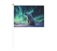 Little Polar Bear - Bandiera palmare con grafica, 14 x 20,8 cm, adatta per feste, eventi sportivi, celebrazioni