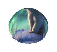 Little Polar Bear Cuffia da doccia da donna, impermeabile, riutilizzabile, con cordino elastico lavabile, adatta per capelli lunghi e trecce, ideale per la doccia.