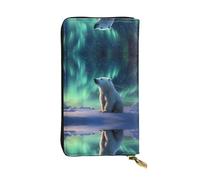 Little Polar Bear - Portafoglio lungo in pelle con motivo orso polare (19,1 x 10,4 cm), scomparto multifunzione extra large, ottimo regalo