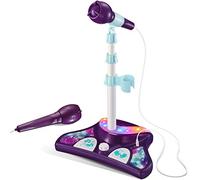 Little Pretender Kids Karaoke Machine with 2 Microphones and Adjustable Stand,AUX Port, Music Sing Along with Flashing Stage Lights and Pedals for Fun Musical Effects