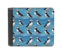 Little Puffins - Portafoglio sottile con tasca frontale e porta carte di credito, per donne e uomini, colore: blu, Stile:, Taglia unica, Per tutte le stagioni