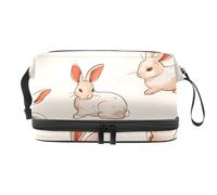 Little Rabbits - Trousse a doppio strato per cosmetici per donne e ragazze, borsa da viaggio per trucchi, pratica borsa organizer con scomparto per pennelli, Multi, 27x15x14 cm/10.6x5.9x5.5 in, Beauty