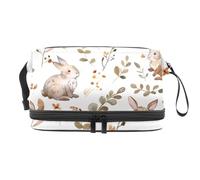 Little Rabbits - Trousse a doppio strato per cosmetici per donne e ragazze, borsa da viaggio per trucchi, pratica borsa organizer con scomparto per pennelli, Multi, 27x15x14 cm/10.6x5.9x5.5 in, Beauty