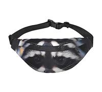 Little Raccoon Face Marsupio per donne e uomini, leggero, regolabile, borsa a tracolla da viaggio per allenamento e corsa, Nero , Taglia unica