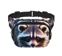 Little Raccoon Face Print Square Double Layer Funzionalità Marsupio Unisex Crossbody Pack Travel Workout, Nero, Taglia Unica, Nero, One Size