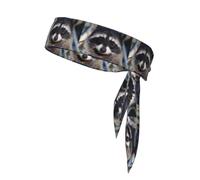 Little Raccoon Face Printing One-Pack Tie Headbands Moisture Wicking Athletic Sports Head Band per uomini e donne