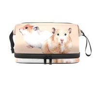 Little Red Hamster con fetta di mela a doppio strato per donne e ragazze, borsa da viaggio per trucchi pratica borsa organizer con scomparto per pennelli, Multi, 27x15x14 cm/10.6x5.9x5.5 in, Beauty