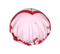 Little Red Heart - Cuffia da doccia a doppio strato da donna, impermeabile e resistente, protegge i capelli durante il bagno, bellezza