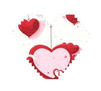 Little Red Heart Print Building Brick Block Puzzle - Puzzle a forma di cuore, immagine puzzle in legno
