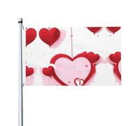 Little Red Heart Prints Bandiera su entrambi i lati 3 x 5FT leggera e resistente al colore con asole Ideale per feste all'aperto e giardini.