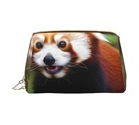 Little Red Panda Borsa per il trucco con stampa da viaggio, organizer per pennelli cosmetici, custodia in pelle con cerniera, borsa da toilette per donne, bianca, taglia unica, bianco, Taglia unica