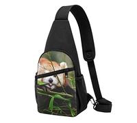 Little Red Panda Casual Una Spalla Cross Body Borsa Petto Portafoglio Telefono Borsa Da Uomo Cross Body Bag Viaggio Walking Marsupio, Nero , Taglia unica