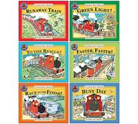 Little Red Train 6 Books Collection Set (Runaway Train, To The Rescue, Faster Faster, Green Light, Race To The Finish, Busy Day) (Children Books, Age 1 to 4, Early Reader)