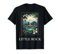 Little Rock Arkansas Vintage Retro Skyline Viaggi Art Maglietta