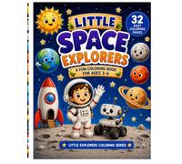 Little Space Explorers: A Fun Coloring Book for Ages 3-6: 32 Easy Coloring Pages with Cute Astronauts, Friendly Planets, Rockets, Space Rovers, Solar ... and Fun Space Scenes for Kids Ages 3-6